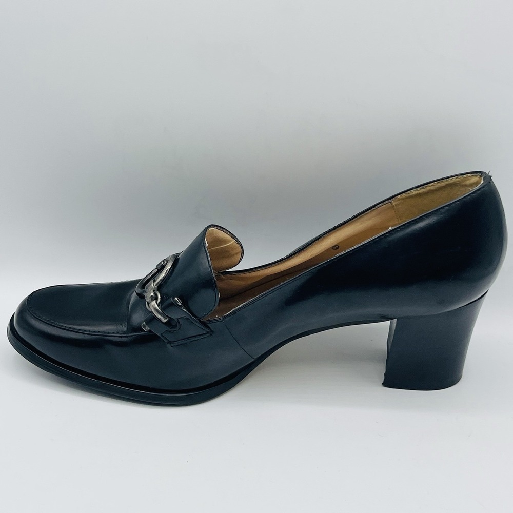 Vintage Y2K Women's LEATHER Calico Oxford Slip On Loafer Shoes Chunky Heel 10 M - Picture 10 of 12